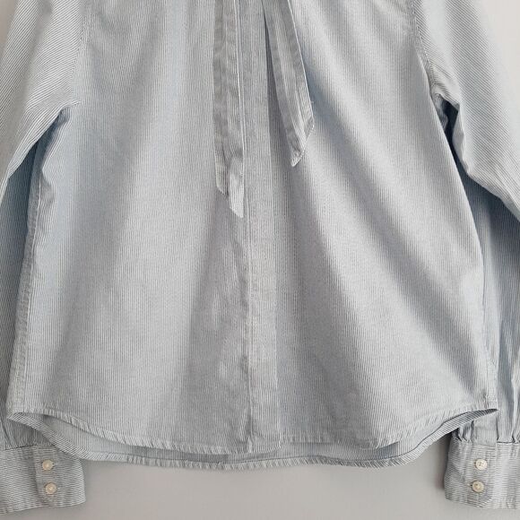 LEVI'S 100% Cotton Bow Neck Tie Button Down Top Pinstripe Sz M - Picture 5 of 16